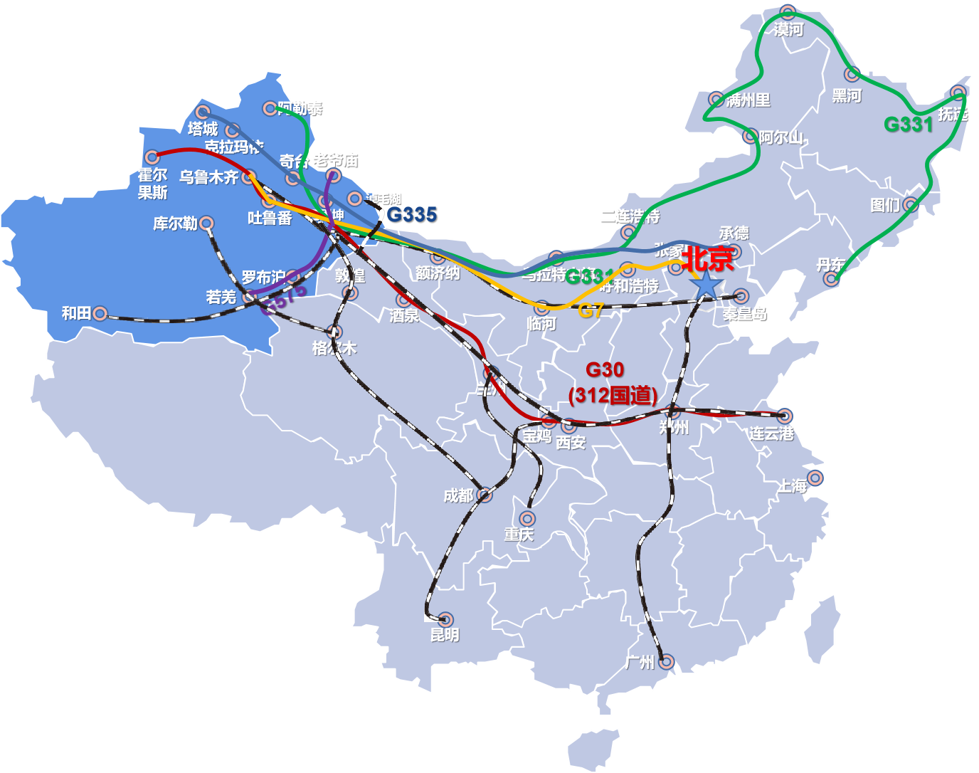 公路此前,国家公路网规划将新疆4条路线调增为国家高速公路,15条路线